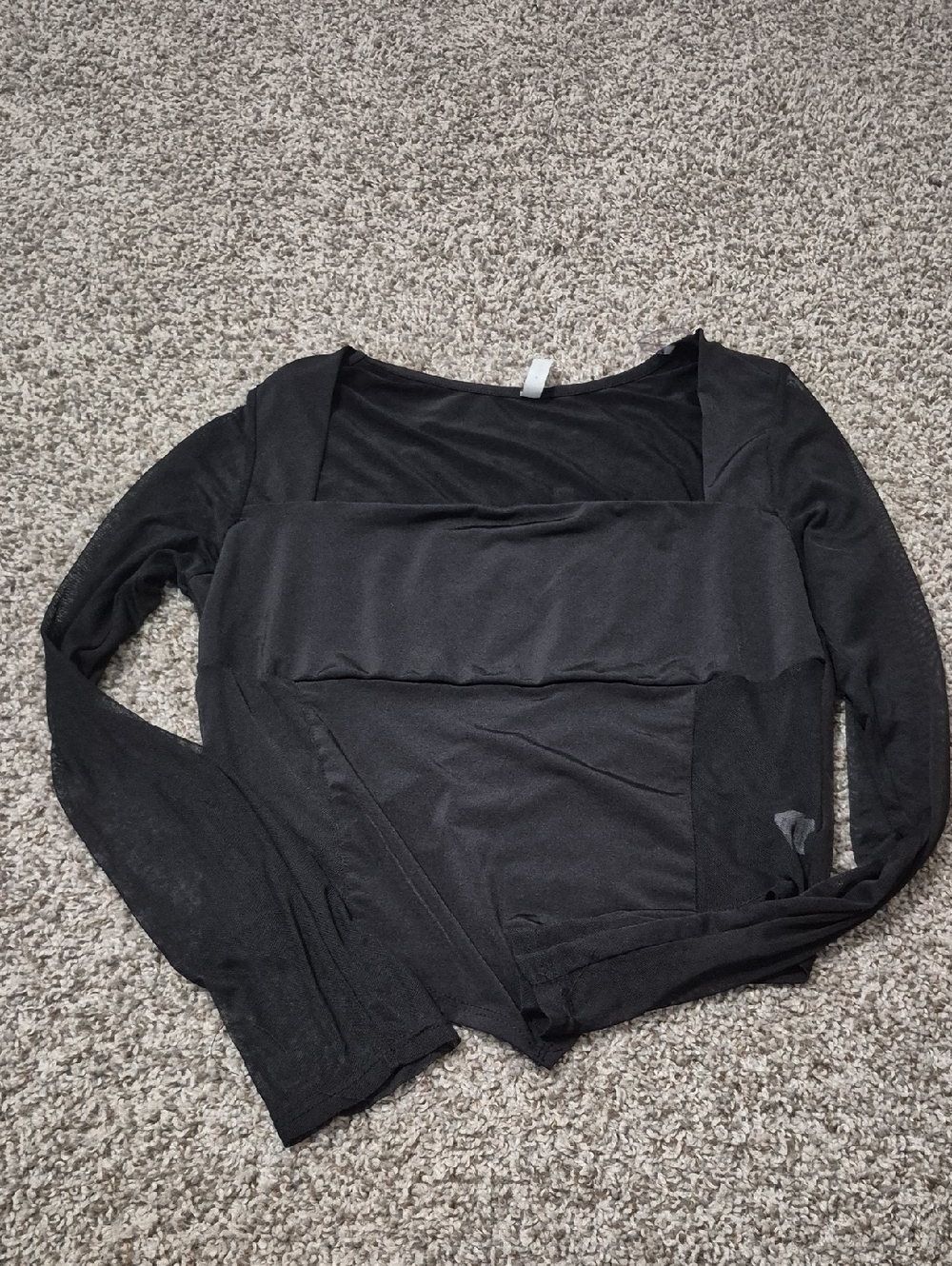 Black Long-Sleeve Square Neck Women's Top